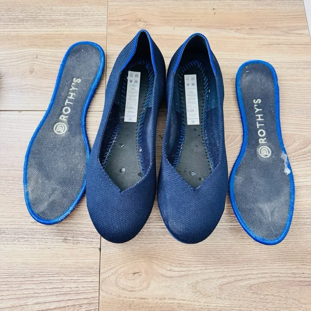 Rothy’s The Flat Navy Blue Knit Slip On Flats Women’s Size 7.5